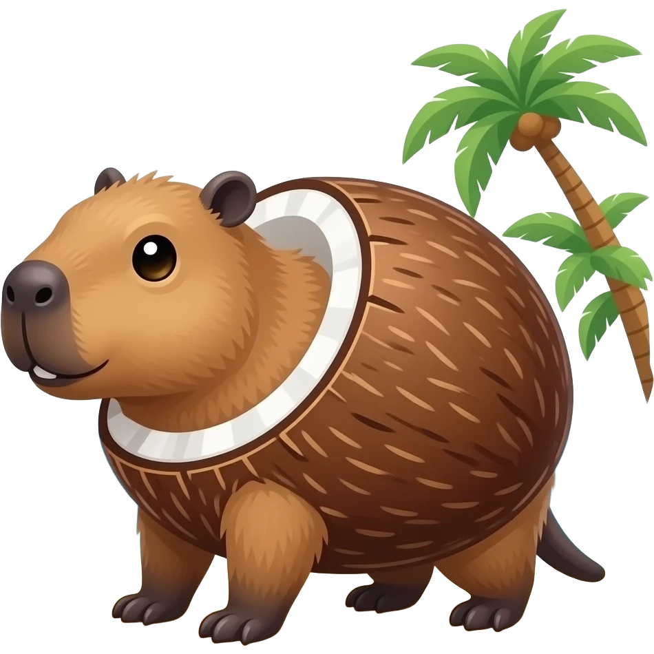Make a capybara with a coconut body and live in the beach emoji