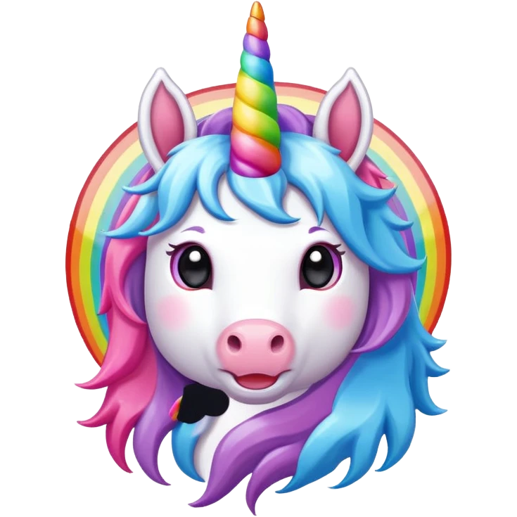 Unicorn popping rainbows emoji