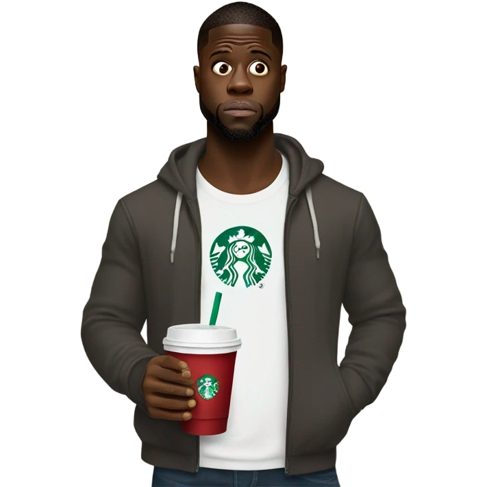 kevin hart sad with starbucks emoji