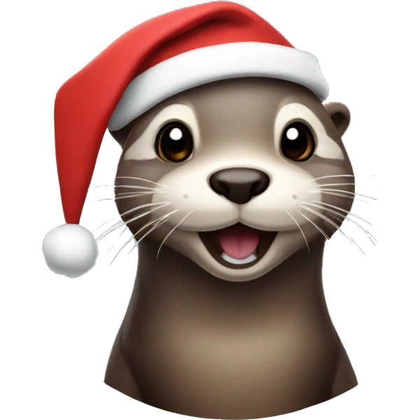 Otter wearing Santa hat emoji