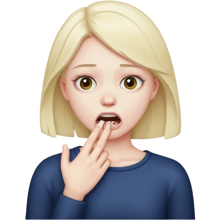 a girl pretending to choke them self emoji