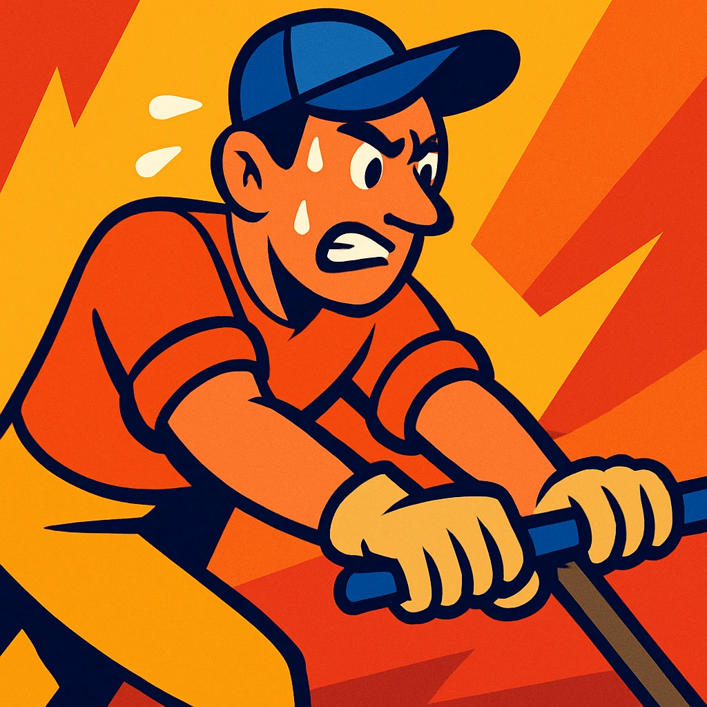 a man working hard with sweat on his face, clear expressive style emoji
