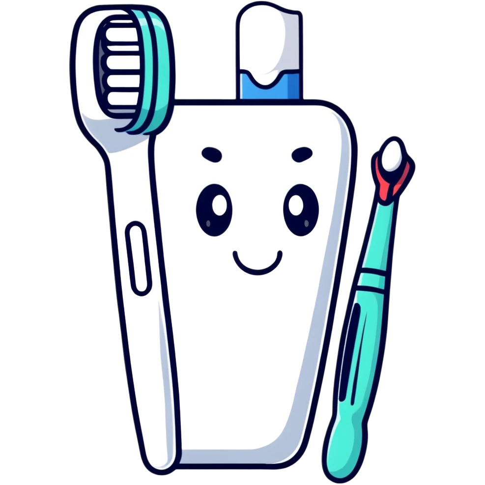 toothbrush and toothpaste for dental hygiene emoji