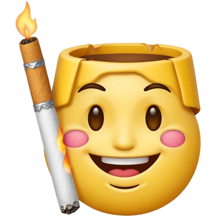smiling emoji face with a cigarette emoji