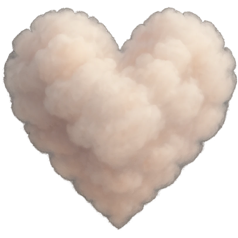 realistic digital art of a heart with a soft cloud texture, no background emoji
