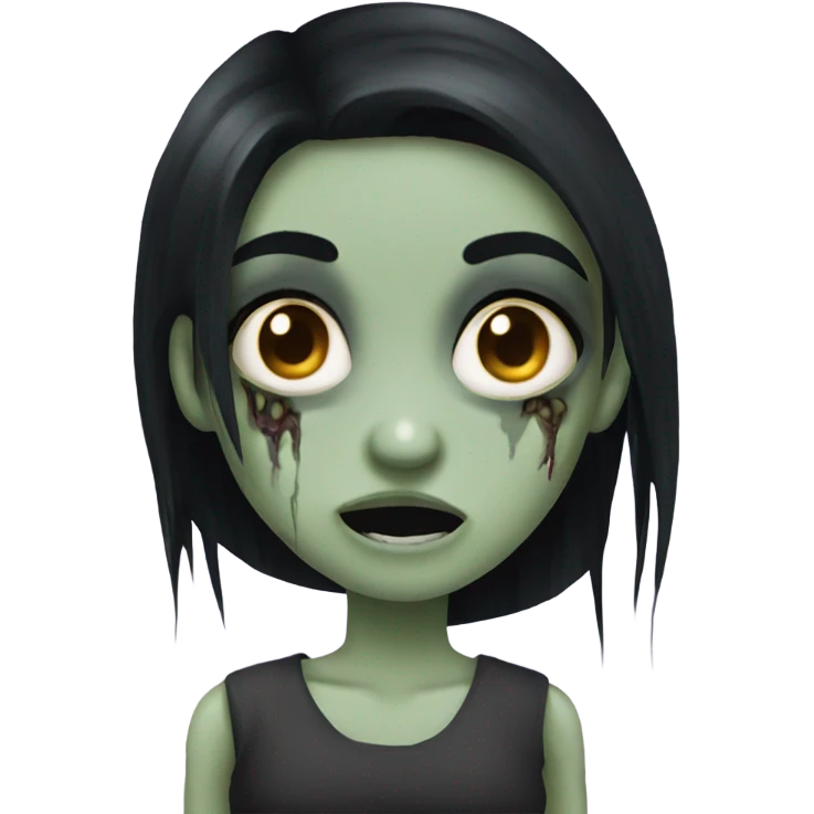 girl zombie with black long hair emoji