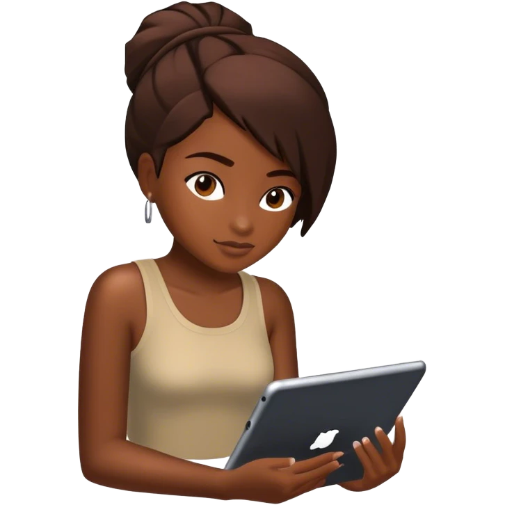 black girl playing roblox on her ipad emoji