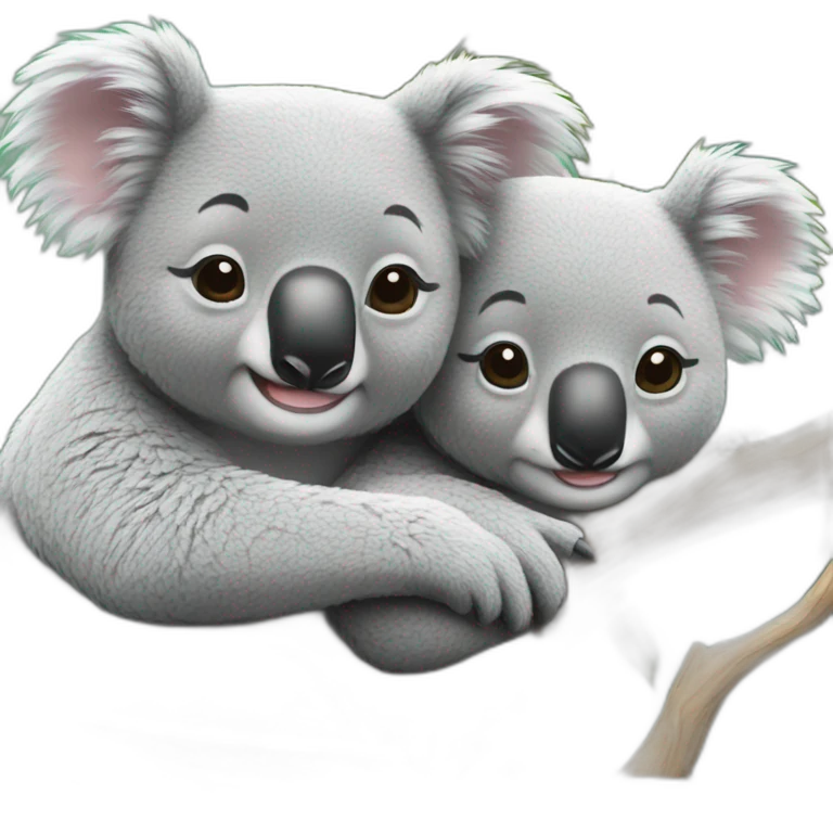 Two cuddling koalas happy sleepy emoji