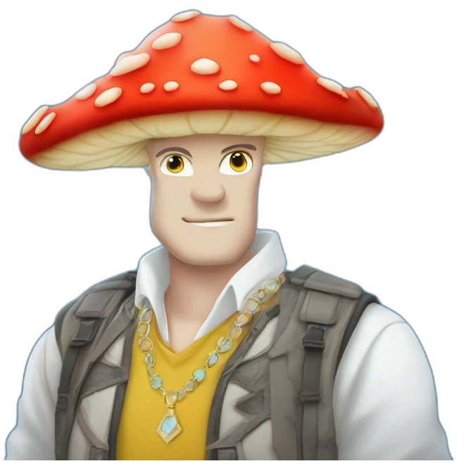 yellow-eyed boy with mushroom necklace emoji