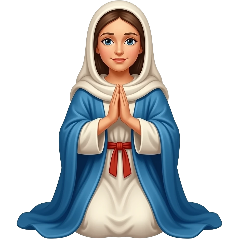 A Samaritan woman wearing clothing from ancient biblical times praying on her hands and knees emoji