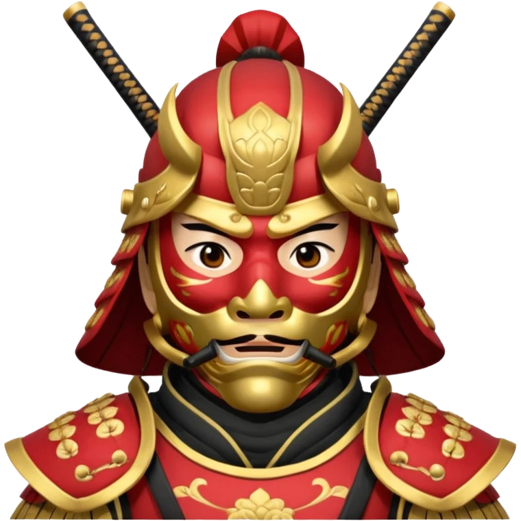 Samurai with red and gold armor and they have a detailed mask covering their mouth emoji