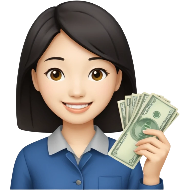 Hot Asian girl with money  emoji
