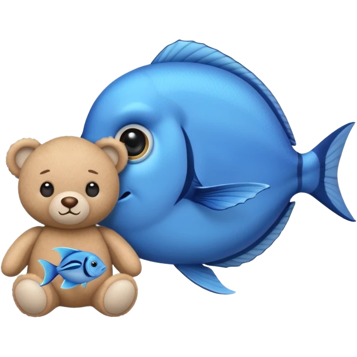 baby blue tang fish next to a teddy bear emoji