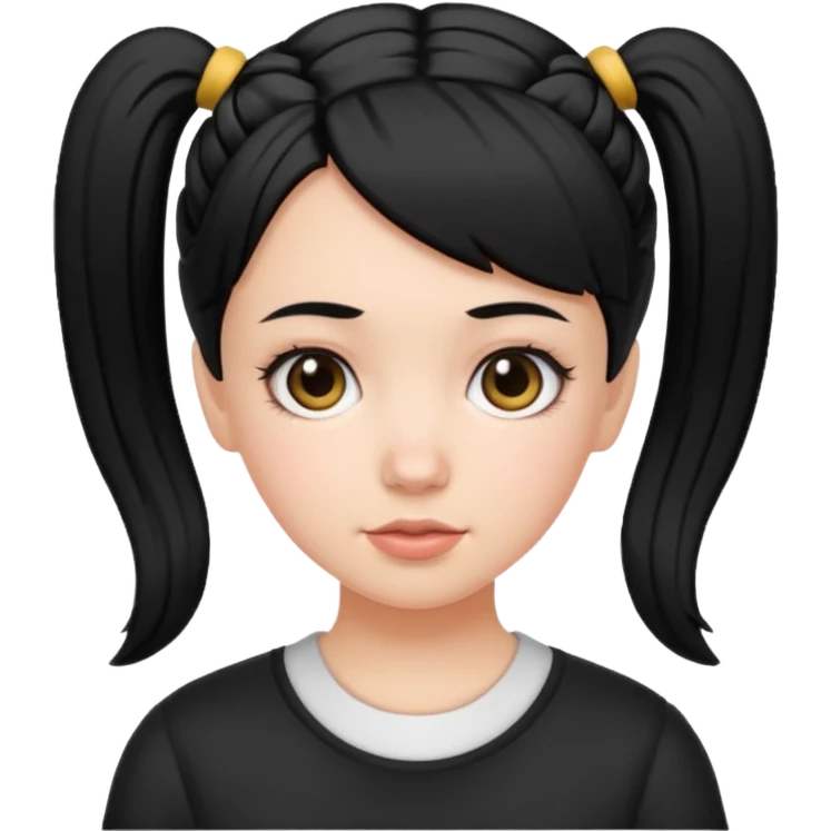 white girl with pig tails haircut black emoji