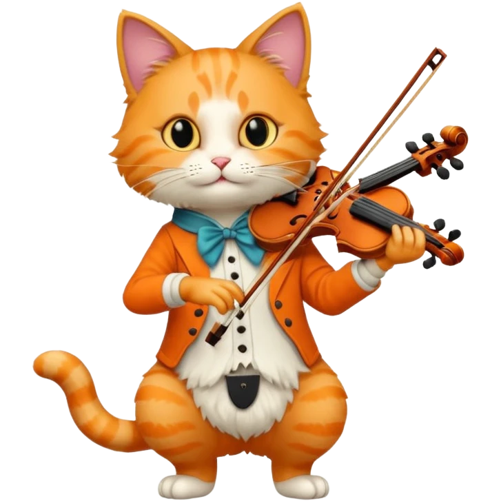 cat play violin, long full body emoji