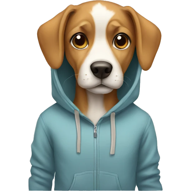 Dog wearing the hoodie emoji