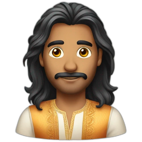 indian guy long hair cocktail emoji