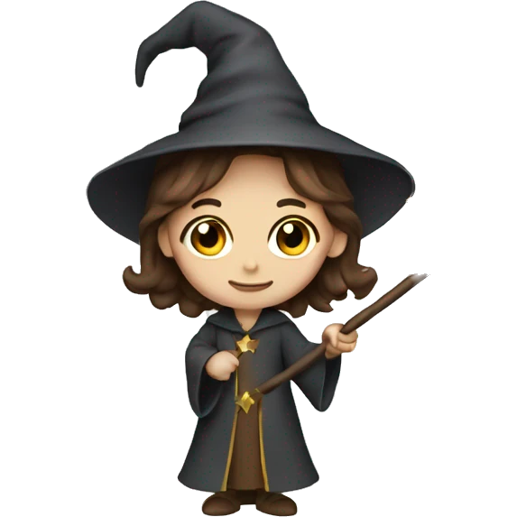 girl wizard with brown hair and wand emoji