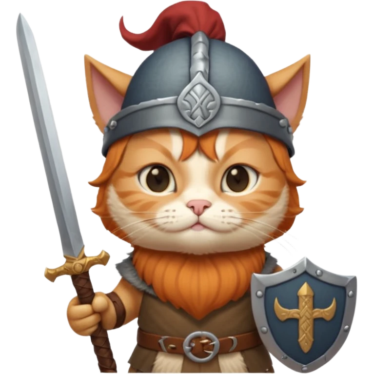 Viking Cat in viking hat holding tiny sword emoji