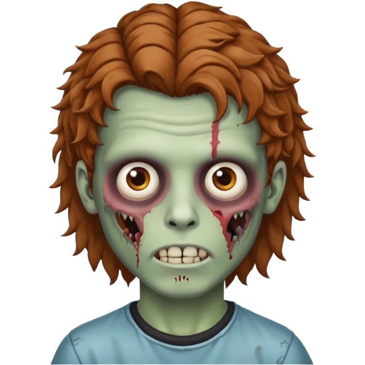 curly brown mullet haired zombie boy emoji