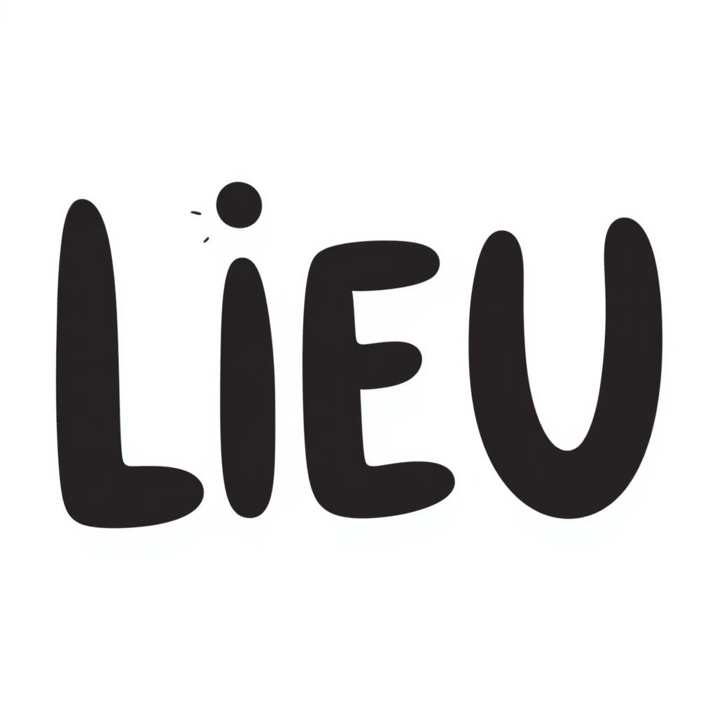 The word "LIEU" in a handwritten style emoji