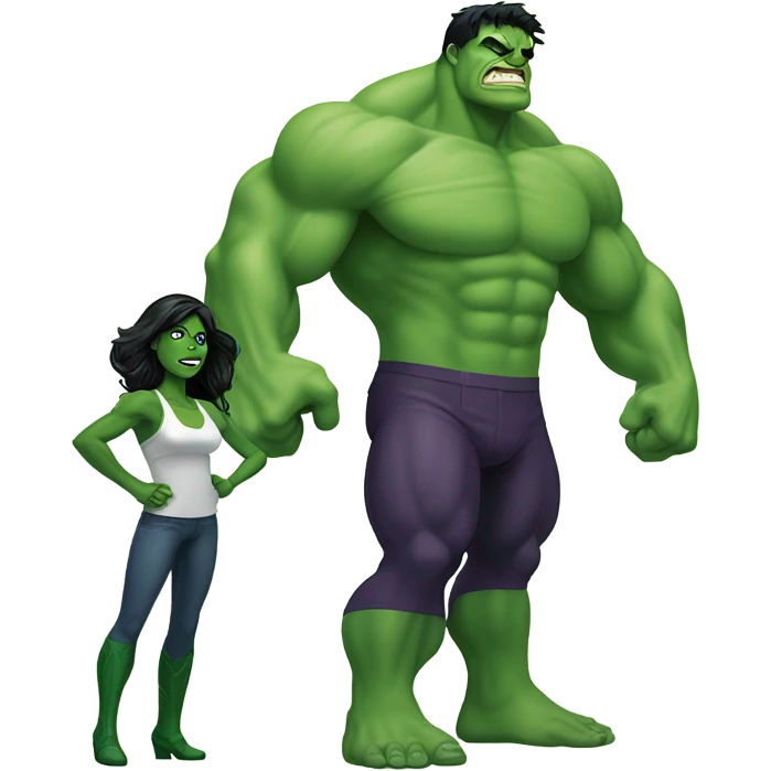 Mini cute Hulk with she hulk emoji