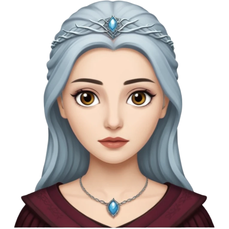 Hande Erçel as a lady from game of thrones from Starfall. Her eyes are gray. emoji