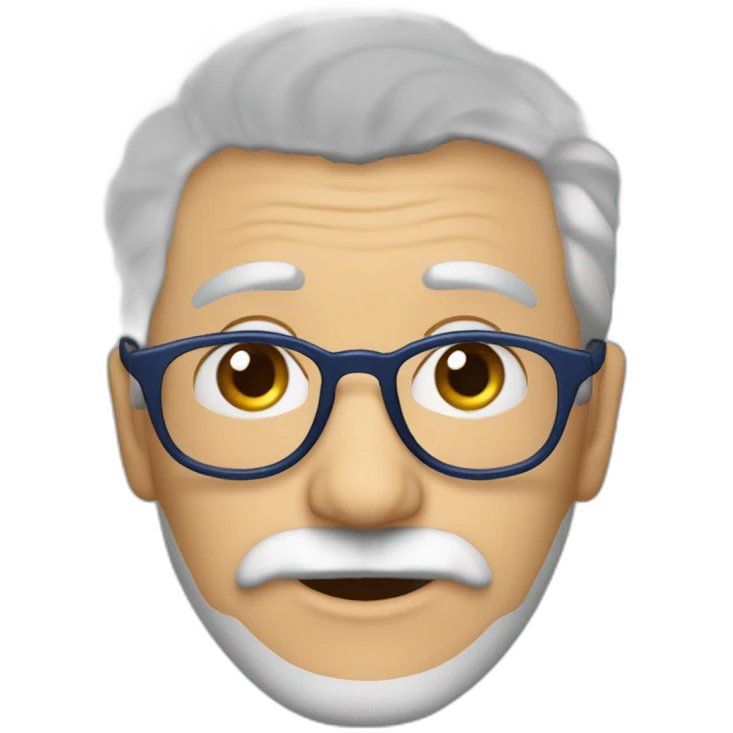 Abuelo lentes azules pelo corto, cejas negras y barba pequeña a emoji