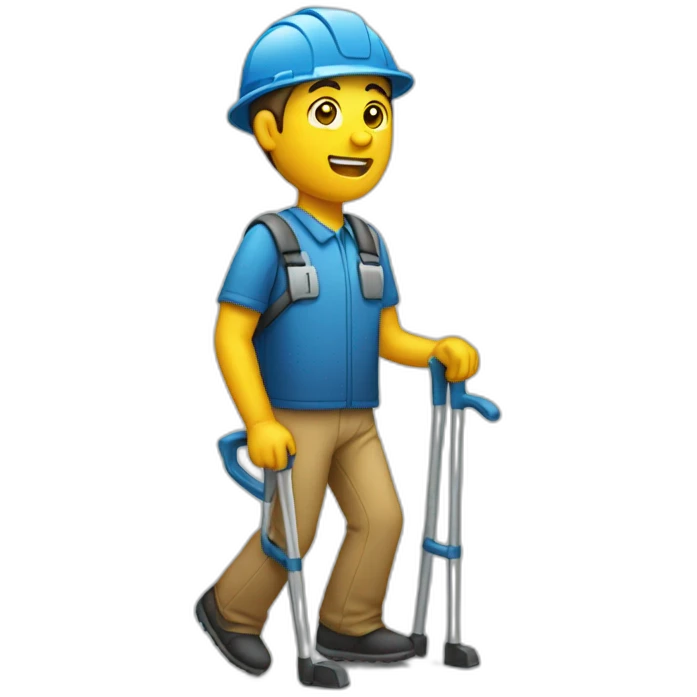 A worker on crutches emoji