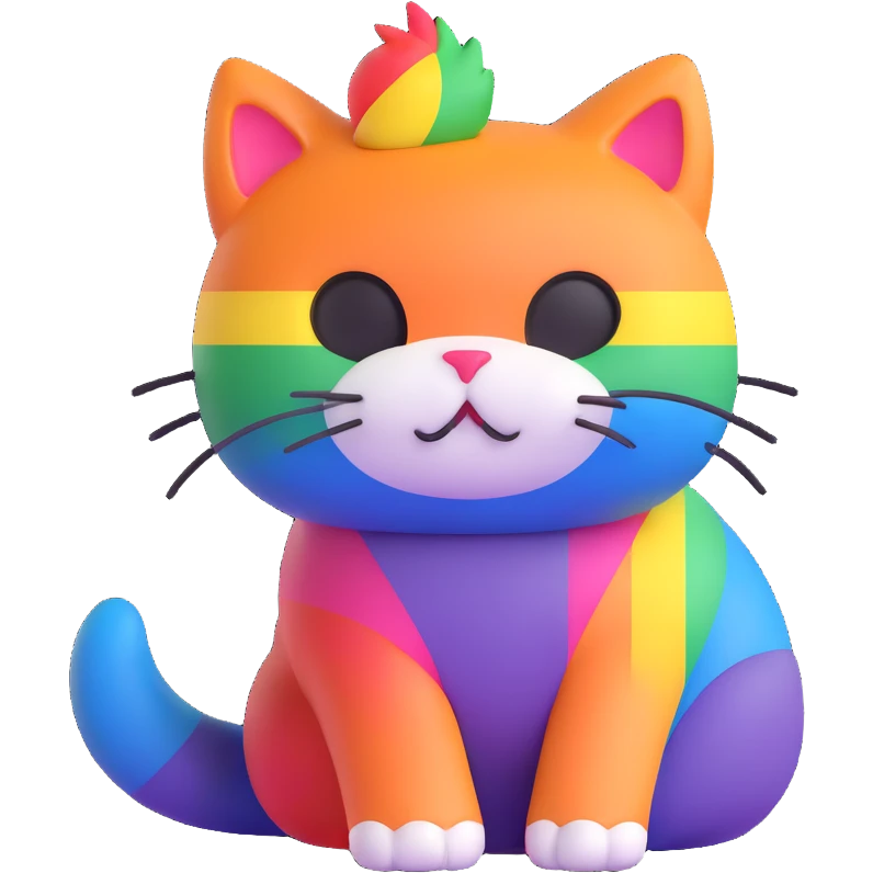cat with pride flag colors emoji