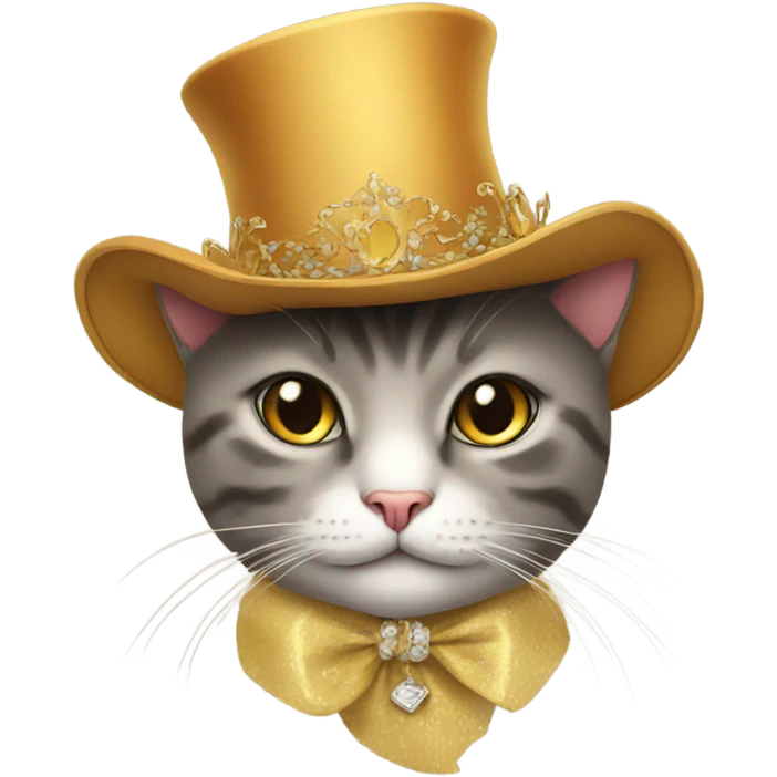 Cat wearing a fancy hat emoji