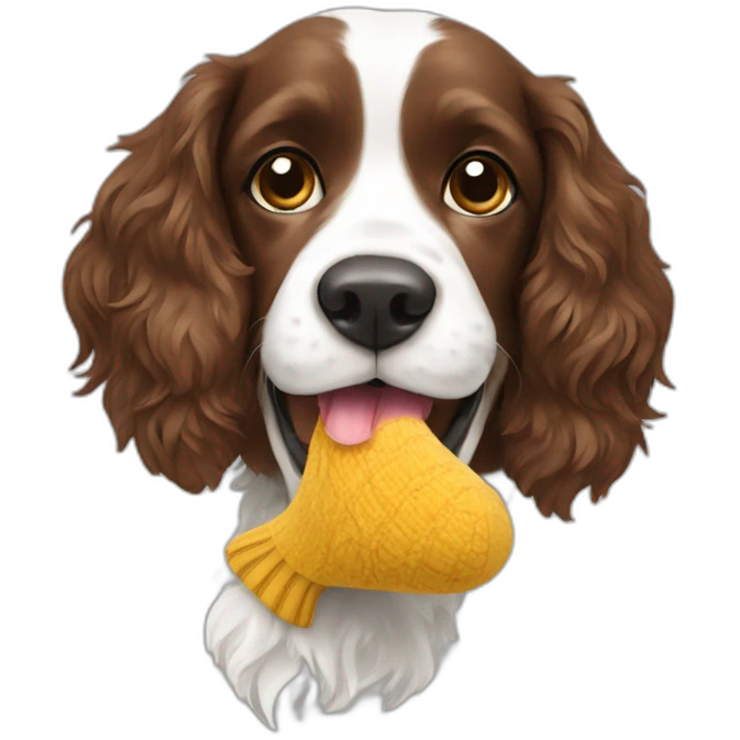 spaniel eating a sock emoji