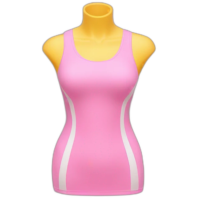 A dress form is adorned with a pink sports tank top. emoji