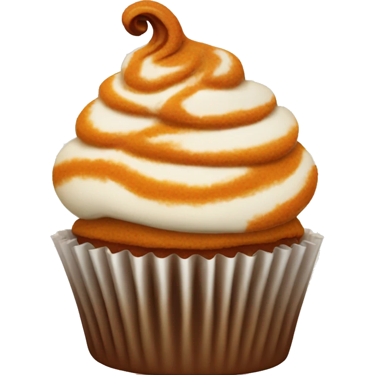 pumpkin cupcake with cinnamon swirl emoji
