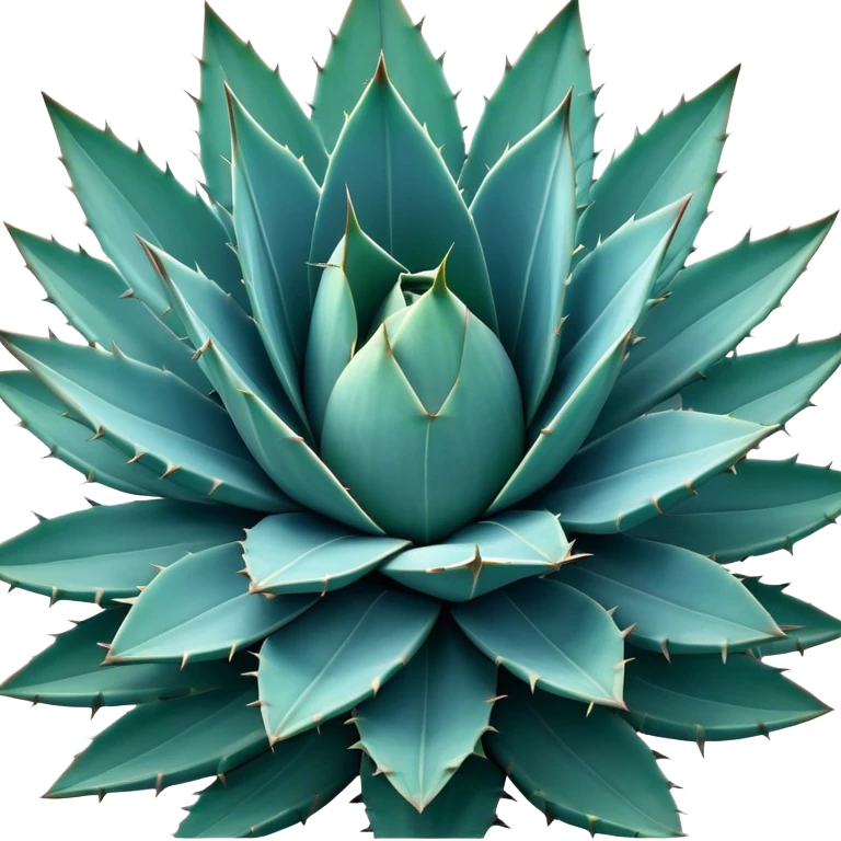 Cinematic Realistic Agave Emoji, Bold and spiky, with long, pointed leaves forming a rosette pattern. The sharp edges and soft blue-green hue exude a sense of rugged beauty and desert resilience. Soft glowing outline, capturing the essence of survival and strength in a striking agave plant! emoji