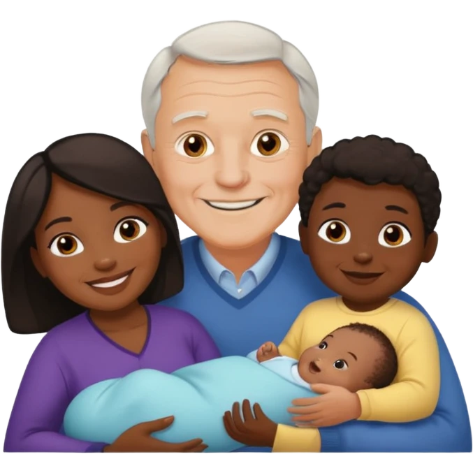 Old white man younger black women and baby emoji