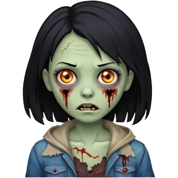Zombie girl with black hair emoji