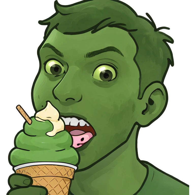 young man eating icecream emoji