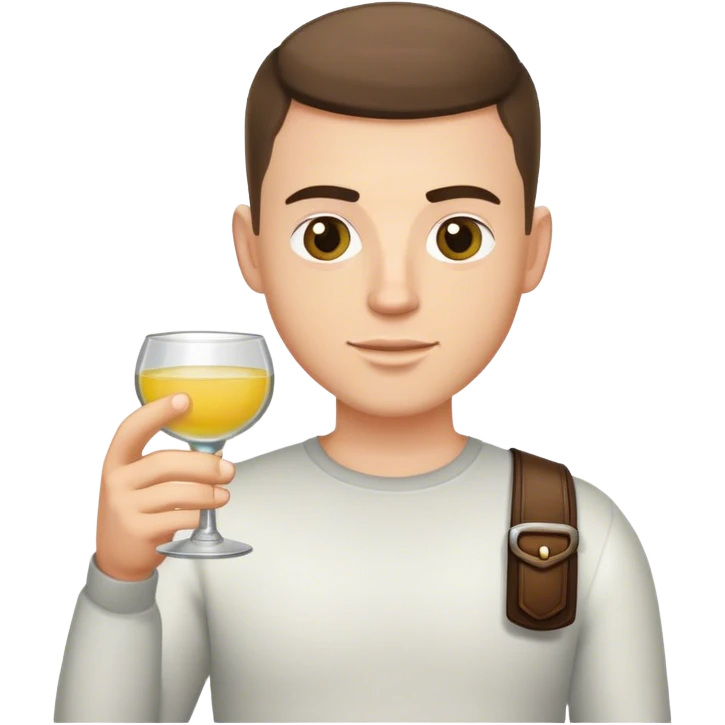 white guy, brunette crew cut hair, holding tequila emoji