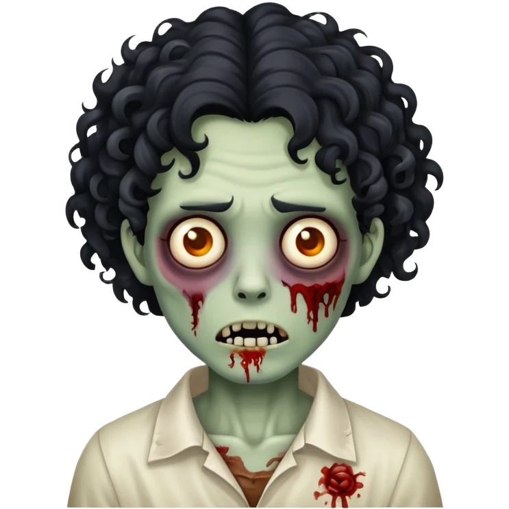 Zombie with curly hair and black emoji