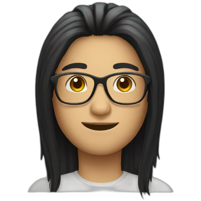 long black hair with glasses emoji