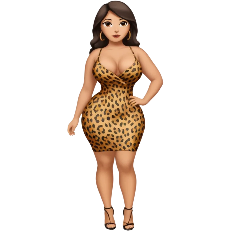 attractive full body latina with massive curves, breasts, and ass wearing a leopardskin dress emoji