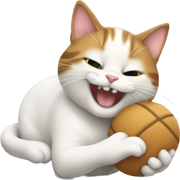 cat playing with a tou emoji