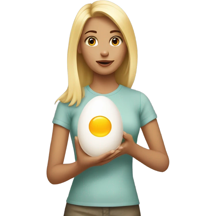 Blonde girl with an egg in her hand emoji
