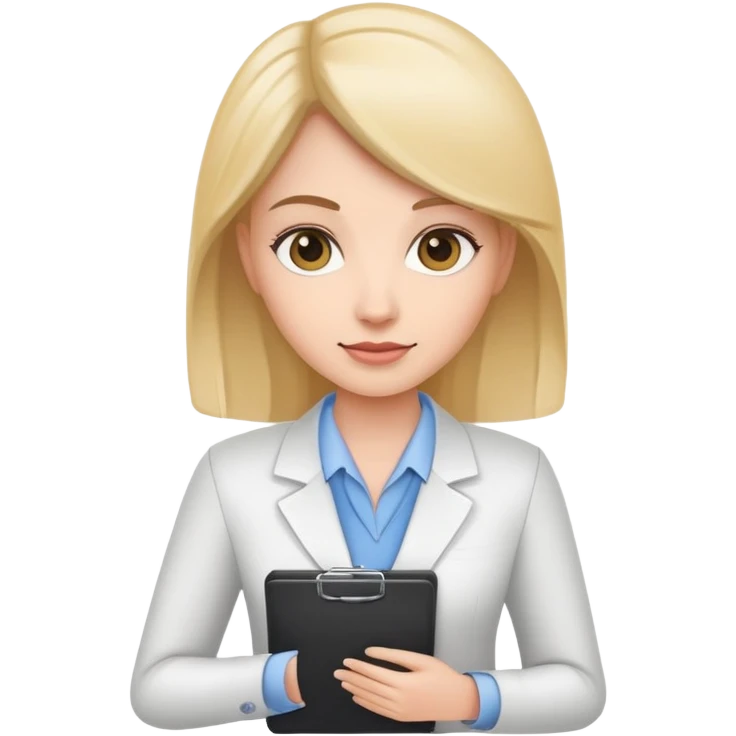 female HR manager holding clipboard emoji