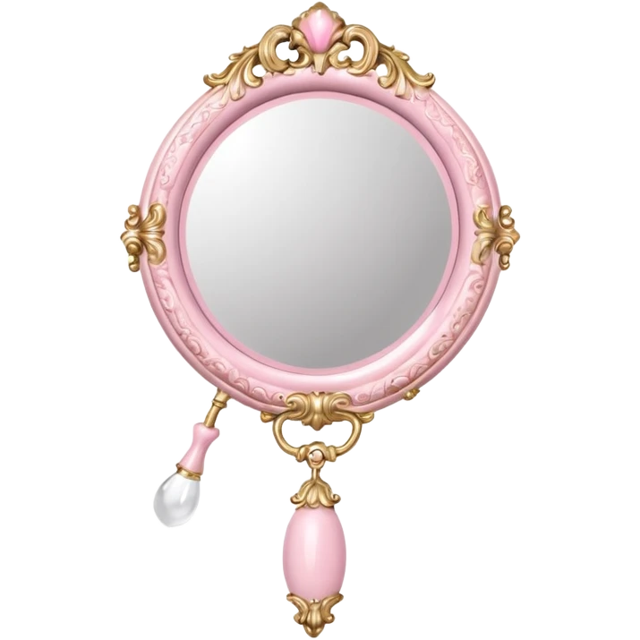 vintage rococo pale pink inflatable puffy hand held mirror emoji