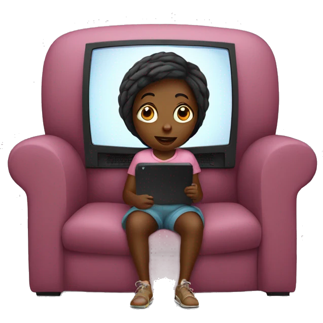 Couch potato african girl watching television emoji