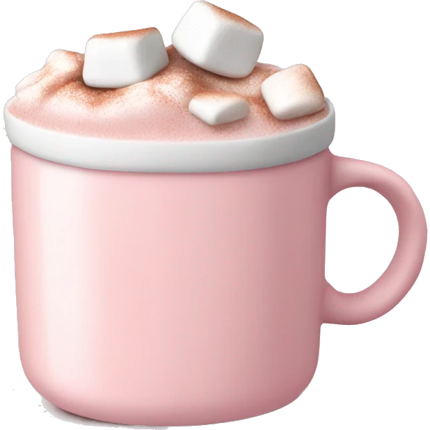 Light Pink mug of hot chocolate with marshmallows  emoji