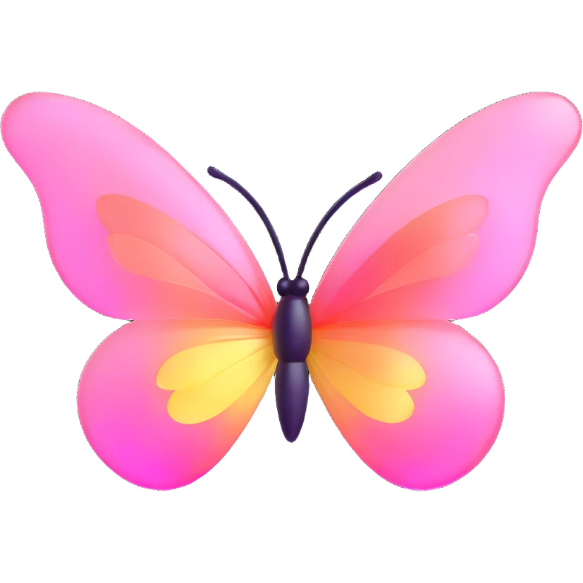 Light pink rainbow glass crystal butterfly emoji