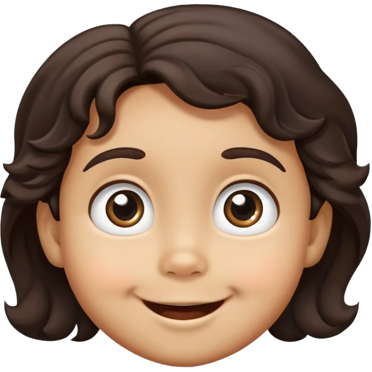 smiling toddler face with big eyes, medium skin tone, and dark wavy hair emoji